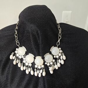 Elegant Silver and White Statement Necklace